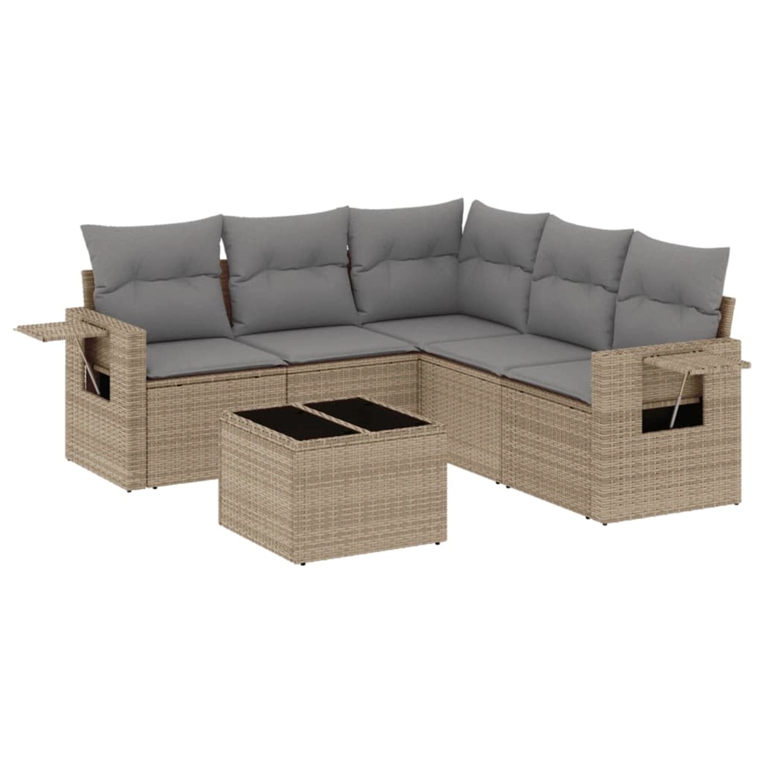 vidaXL 6-Tlg Garten-Sofagarnitur mit Kissen Beige Poly Rattan 3220158 günstig online kaufen