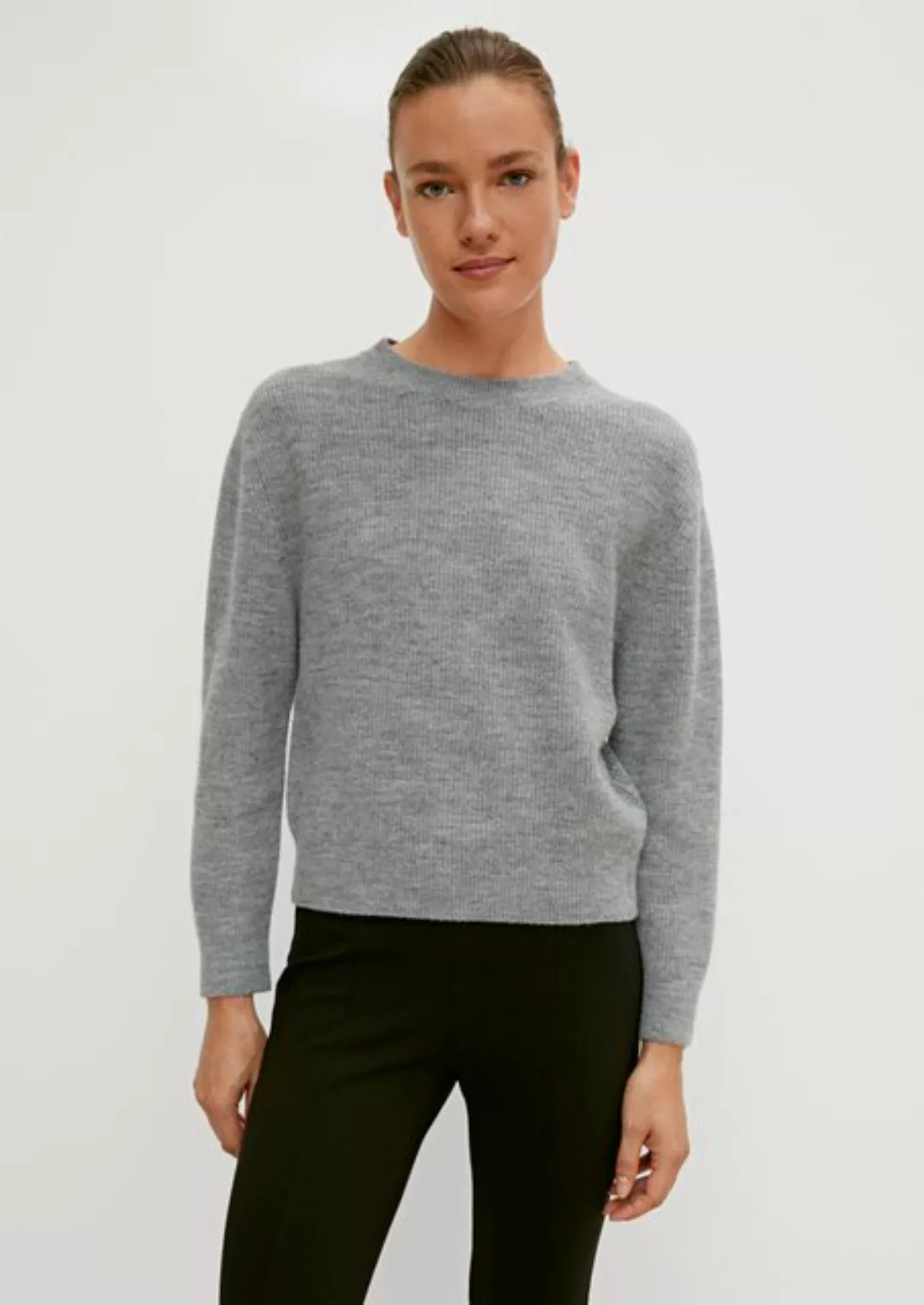 comma casual identity Langarmshirt Softer Pullover aus Wollmix Rippblende, günstig online kaufen