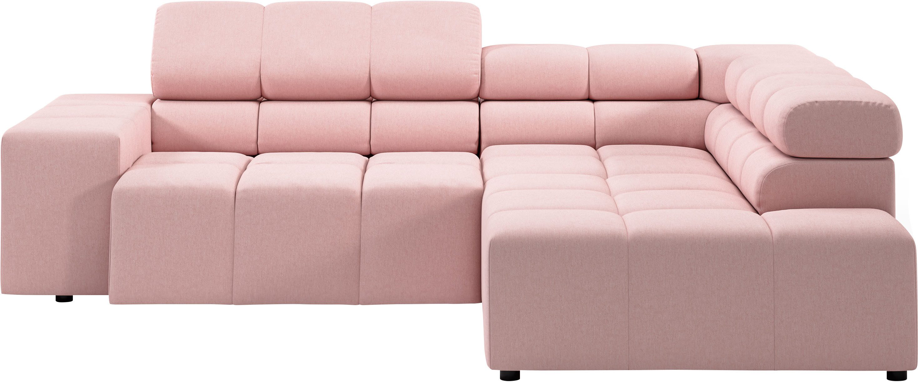 INOSIGN Ecksofa "Ancona, incl. Kopfteilverstellung + 3 Zierkissen, L-Form, günstig online kaufen