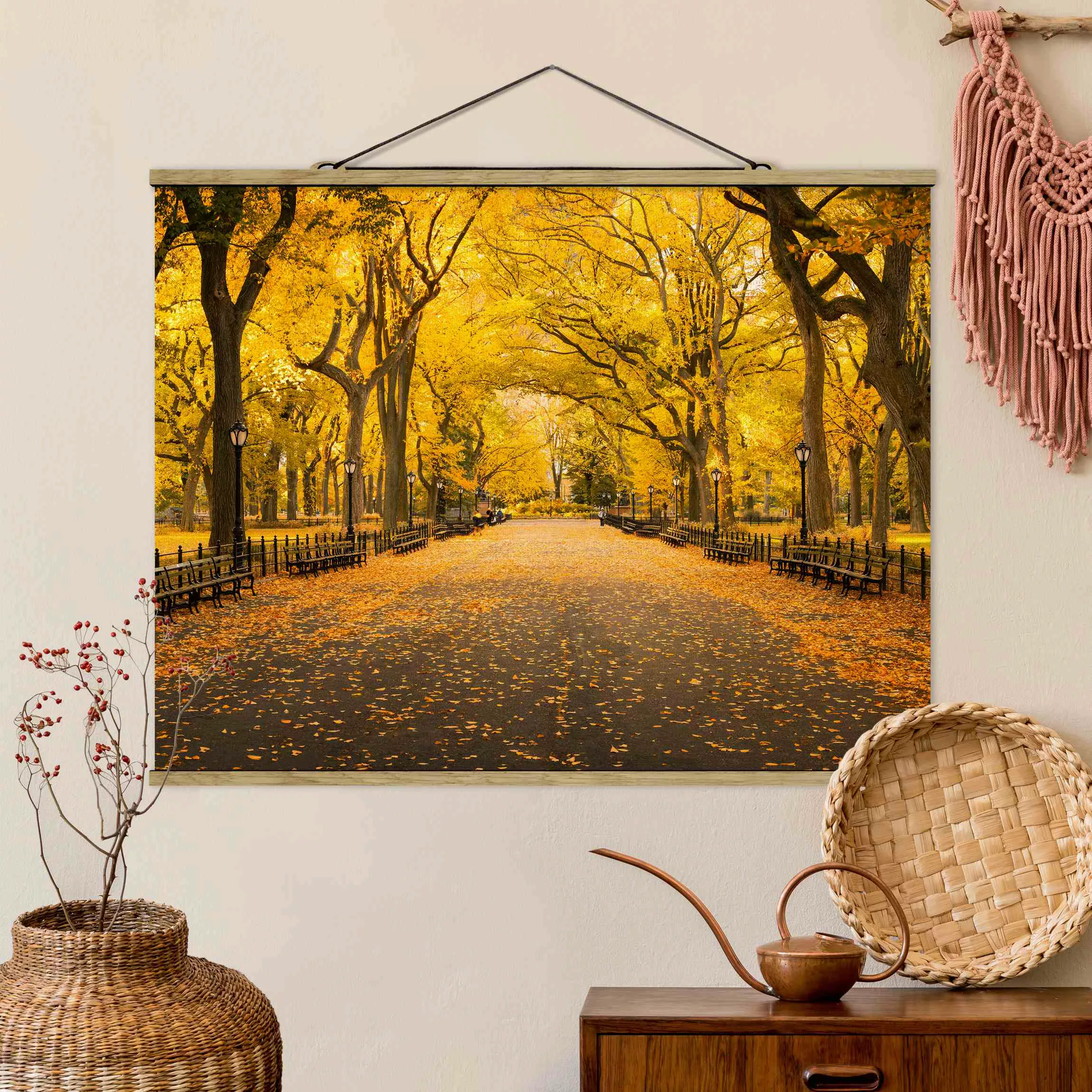 Stoffbild mit Posterleisten Herbst im Central Park günstig online kaufen