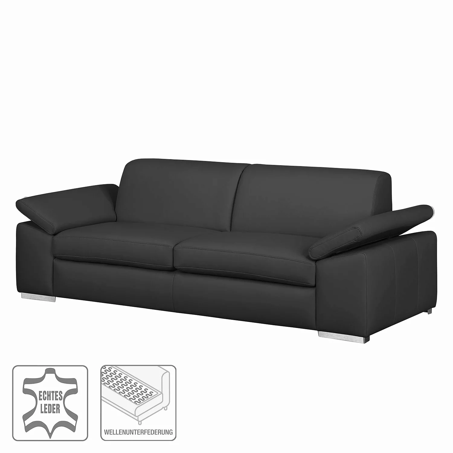 home24 Fredriks Sofa Termon III 3-Sitzer Anthrazit Echtleder 232x82x90 cm ( günstig online kaufen