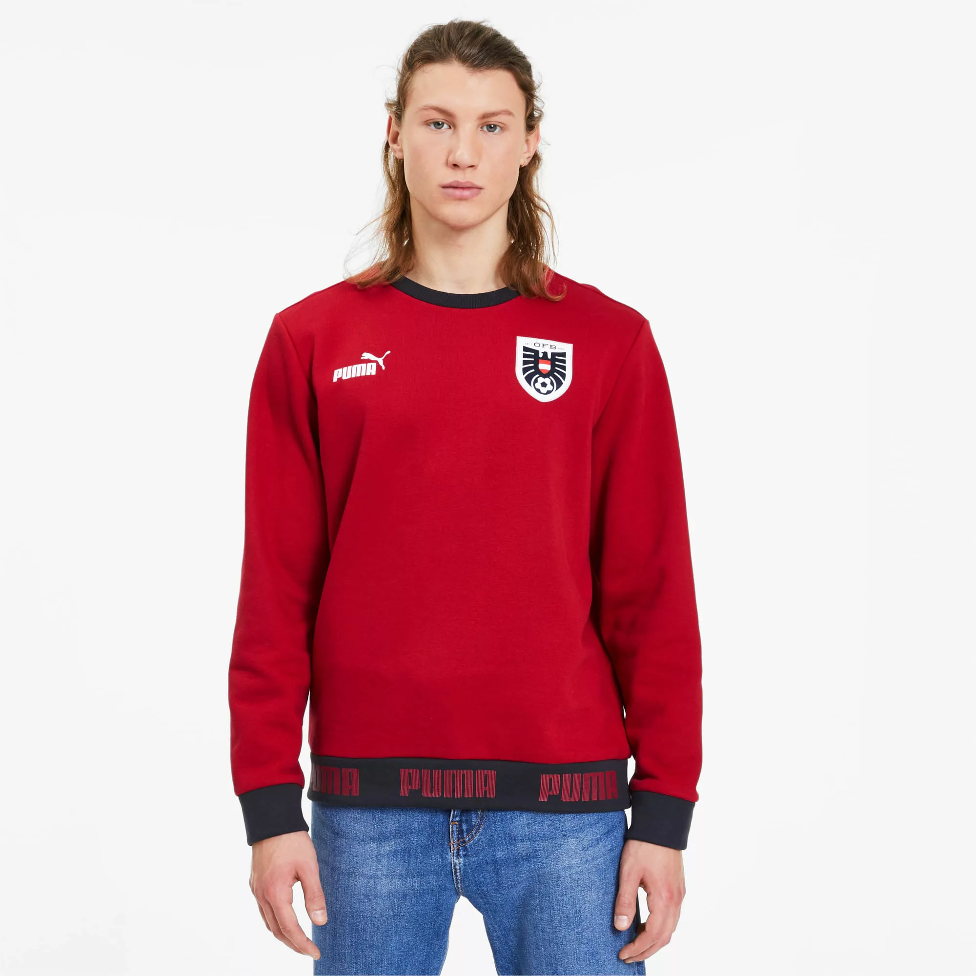PUMA Österreich Football Culture Herren Sweatshirt | Mit Aucun | Rot/Weiß | günstig online kaufen