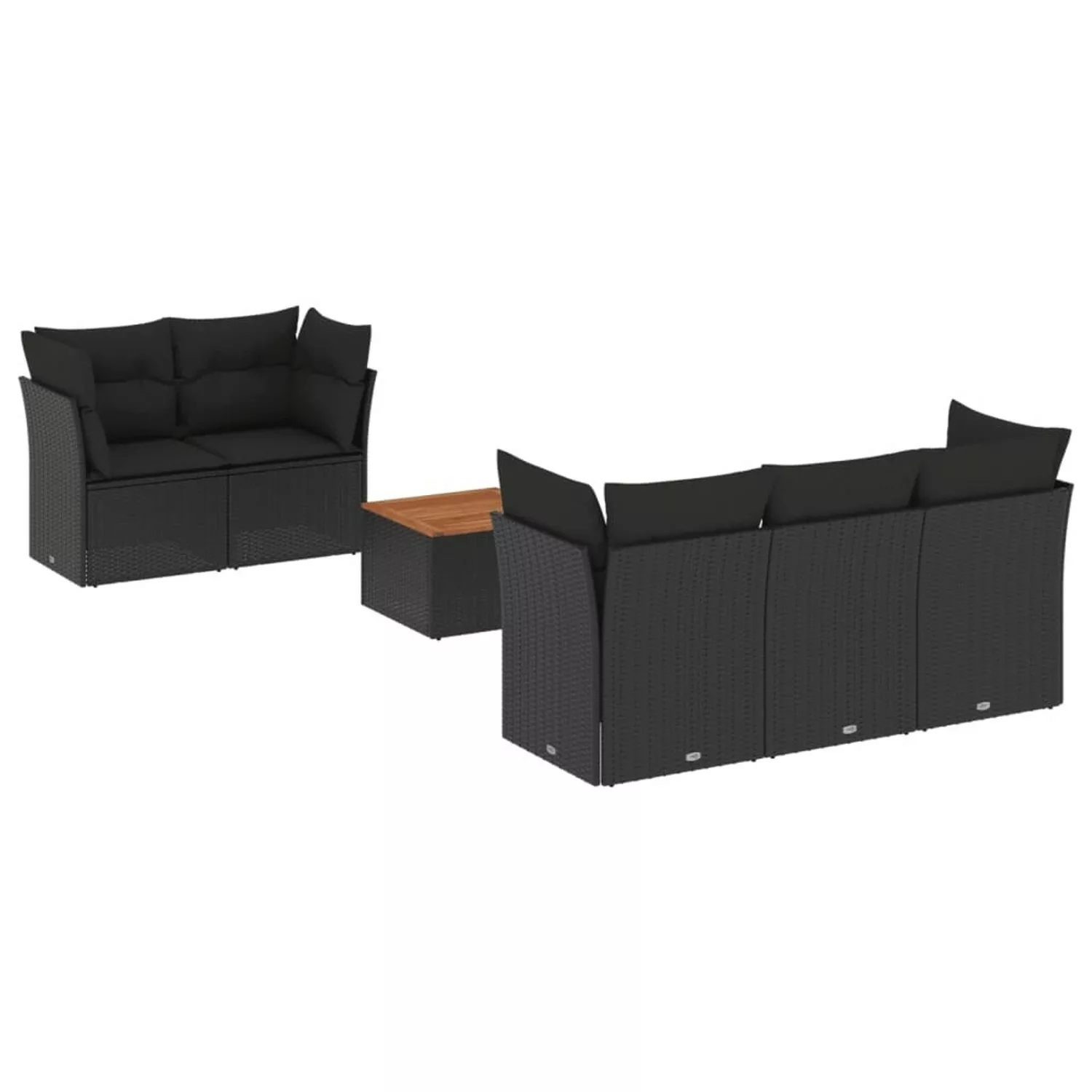 vidaXL 6-tlg Garten-Sofagarnitur mit Kissen Schwarz Poly Rattan Modell 155 günstig online kaufen