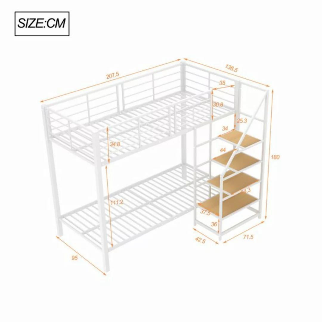 Ulife Etagenbett Kinderbett Jugendbett Metallbett aus Eisen, mit Aufbewahru günstig online kaufen