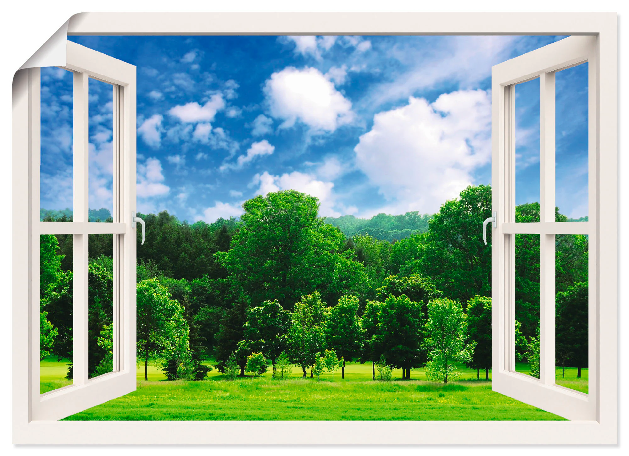 Artland Wandbild "Fensterblick - Grüner Wald", Fensterblick, (1 St.), als P günstig online kaufen