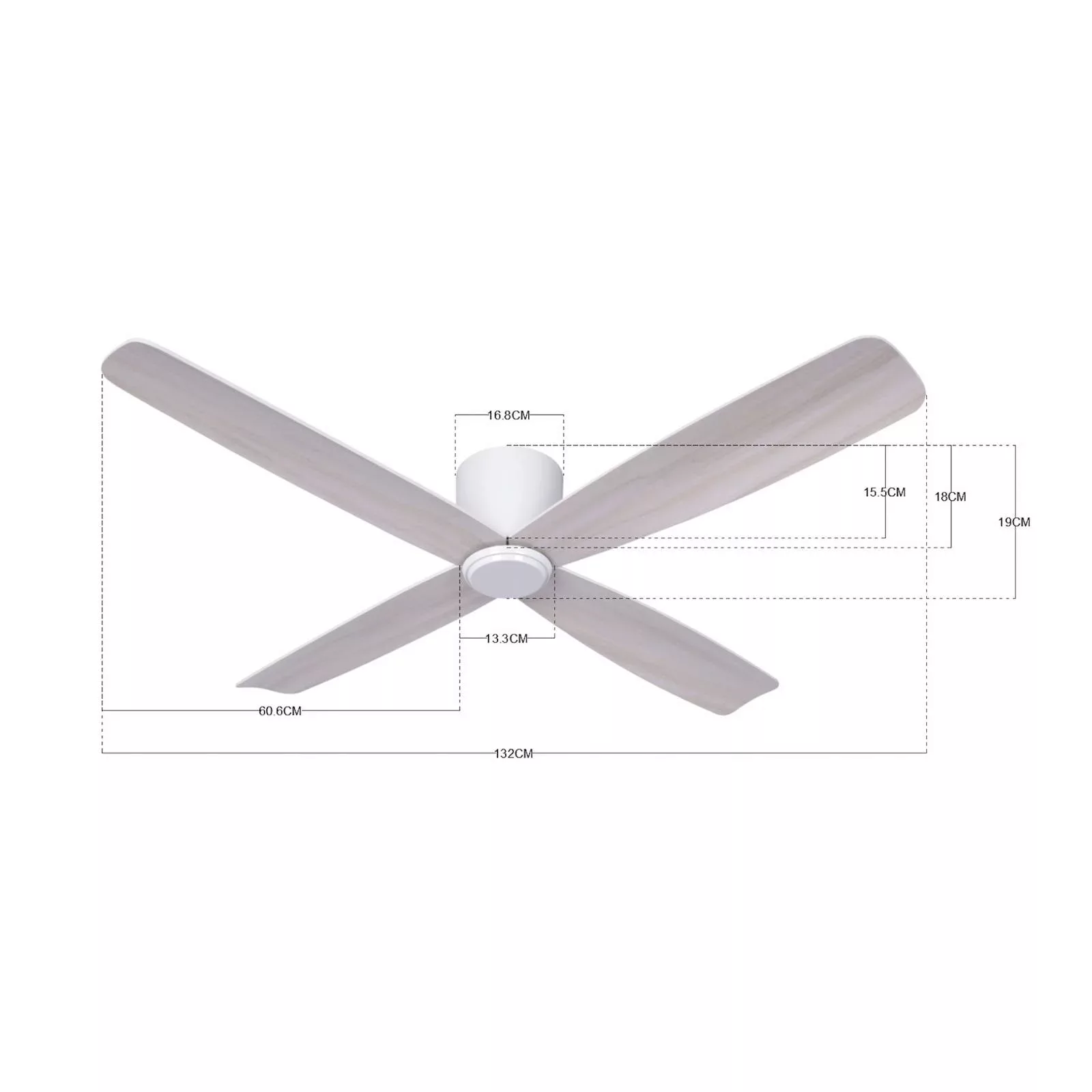 Beacon Deckenventilator Fraser weiß/eiche DC leise Ø 132 cm günstig online kaufen