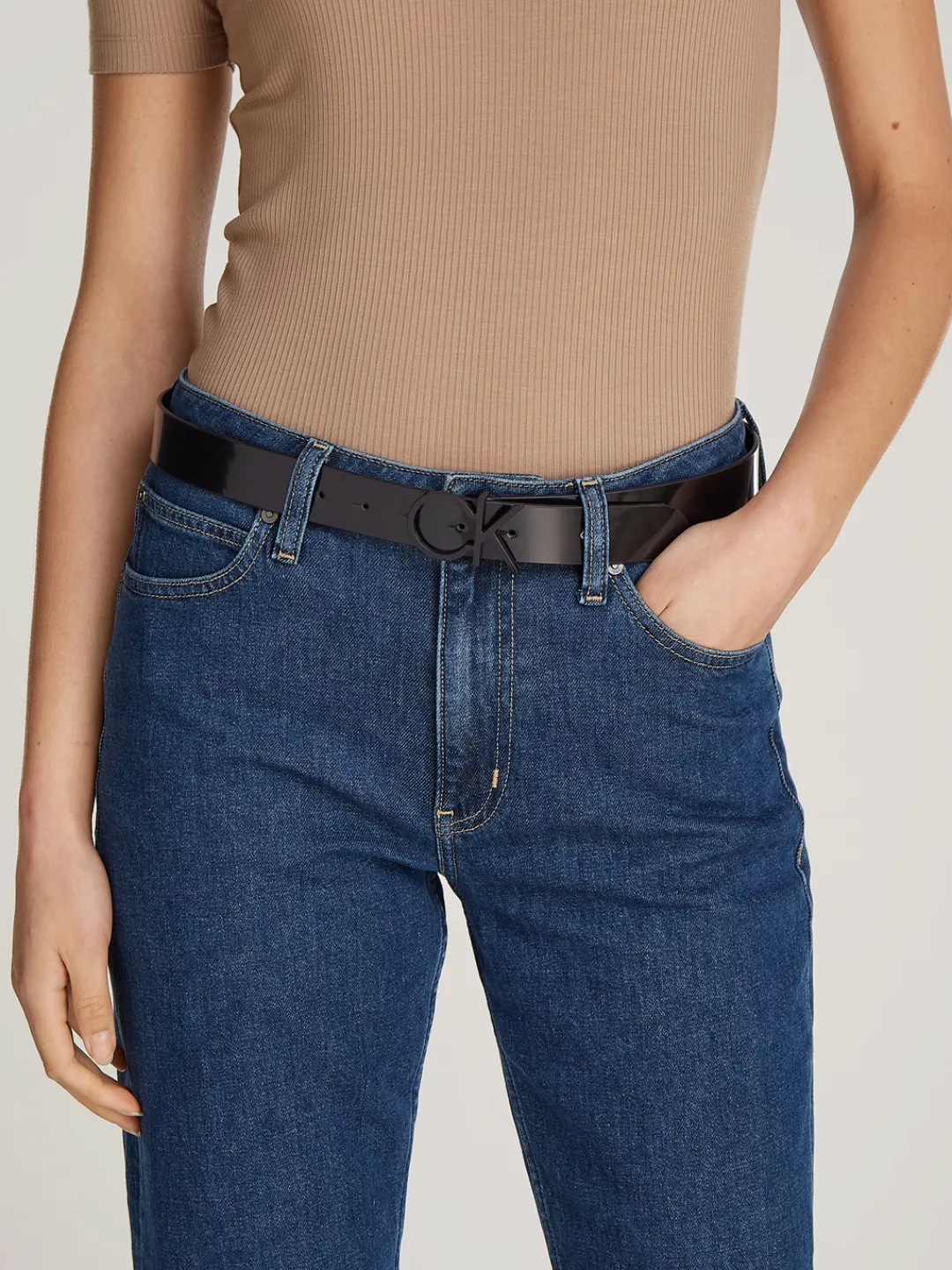 Calvin Klein Ledergürtel "CK LOGO BELT 3.0 SHINY", mit Logoschnalle günstig online kaufen