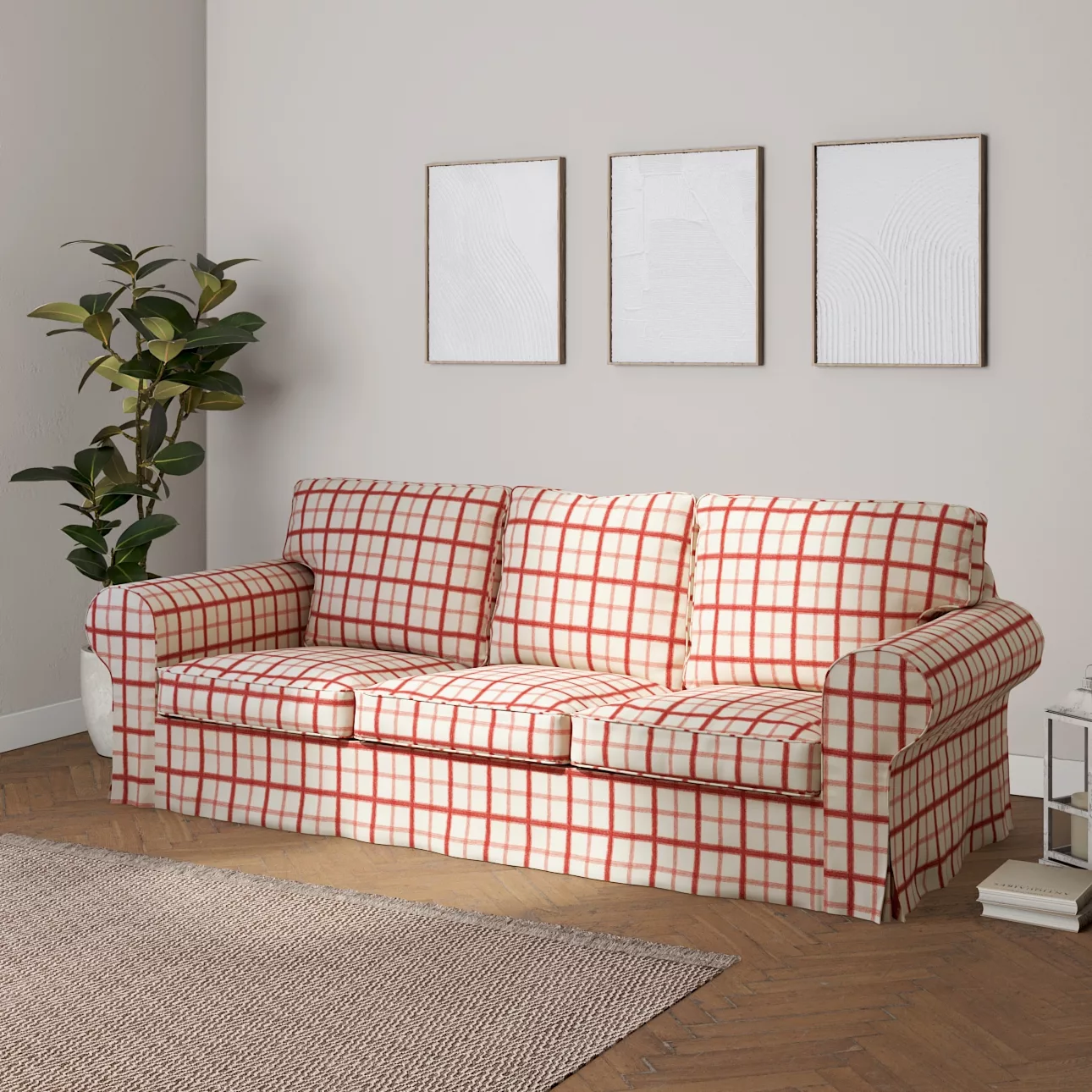 Bezug für Ektorp 3-Sitzer Schlafsofa, neues Modell (2013), rot-creme, 40cm günstig online kaufen