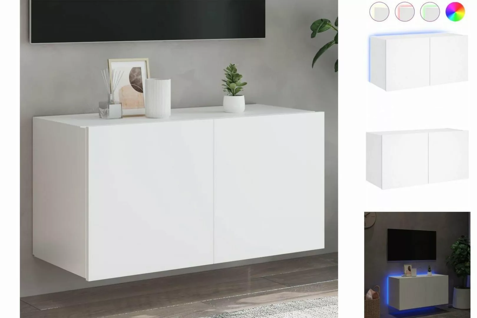 vidaXL TV-Schrank TV-Wandschrank mit LED-Leuchten Weiß 80x35x41 cm günstig online kaufen