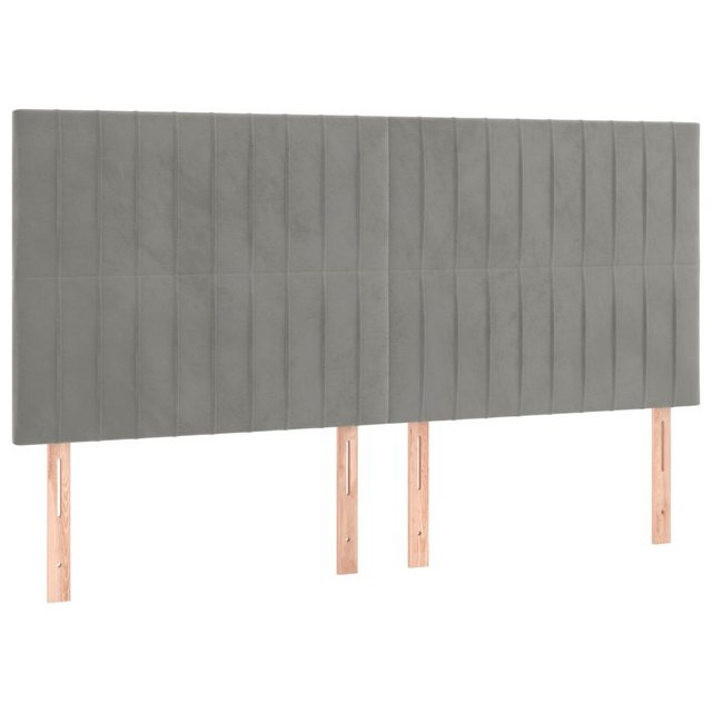 vidaXL Bett, Kopfteile 4 Stk. Hellgrau 100x5x78/88 cm Samt günstig online kaufen