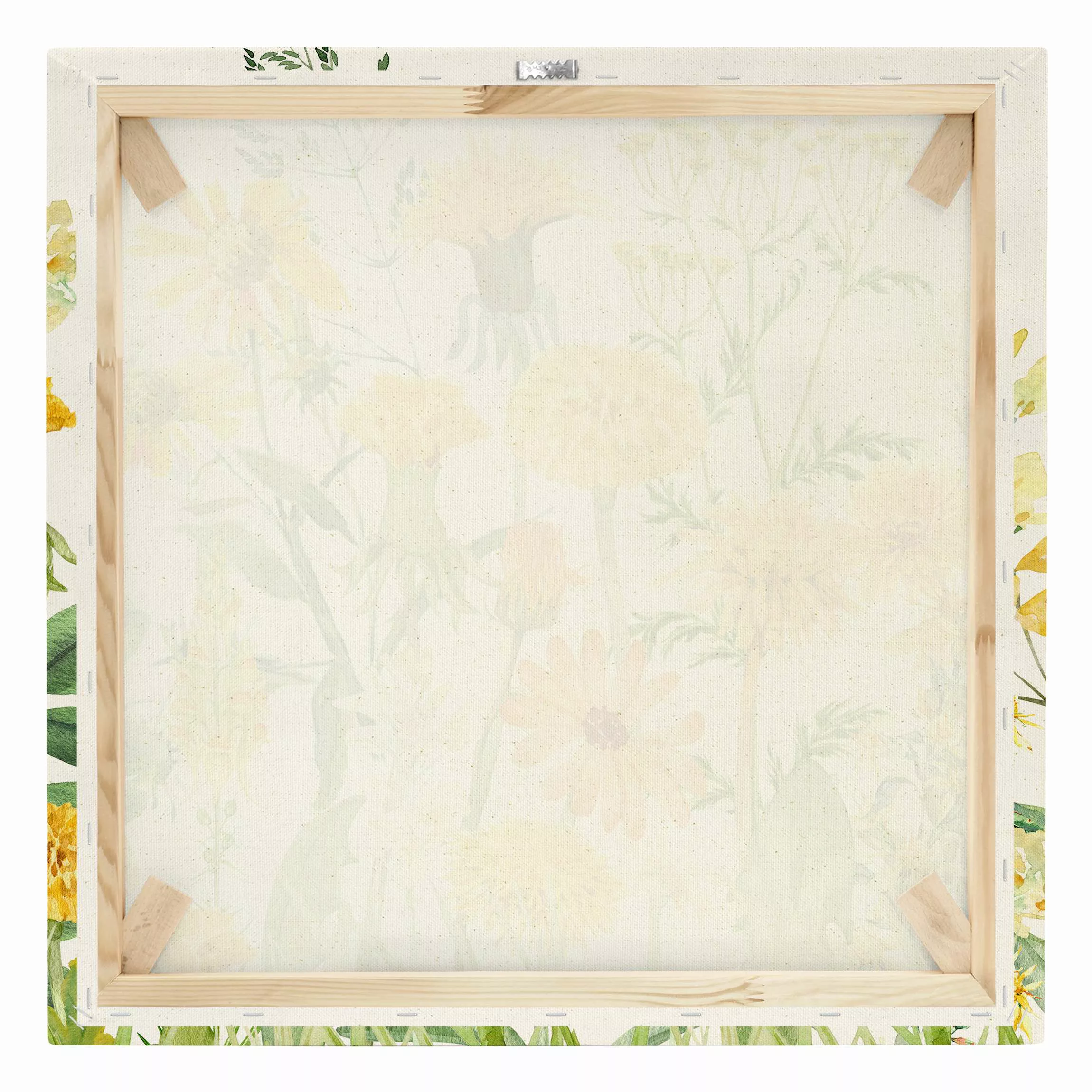 Leinwandbild auf Naturcanvas Aquarellierte Blumenwiese in Gelb günstig online kaufen