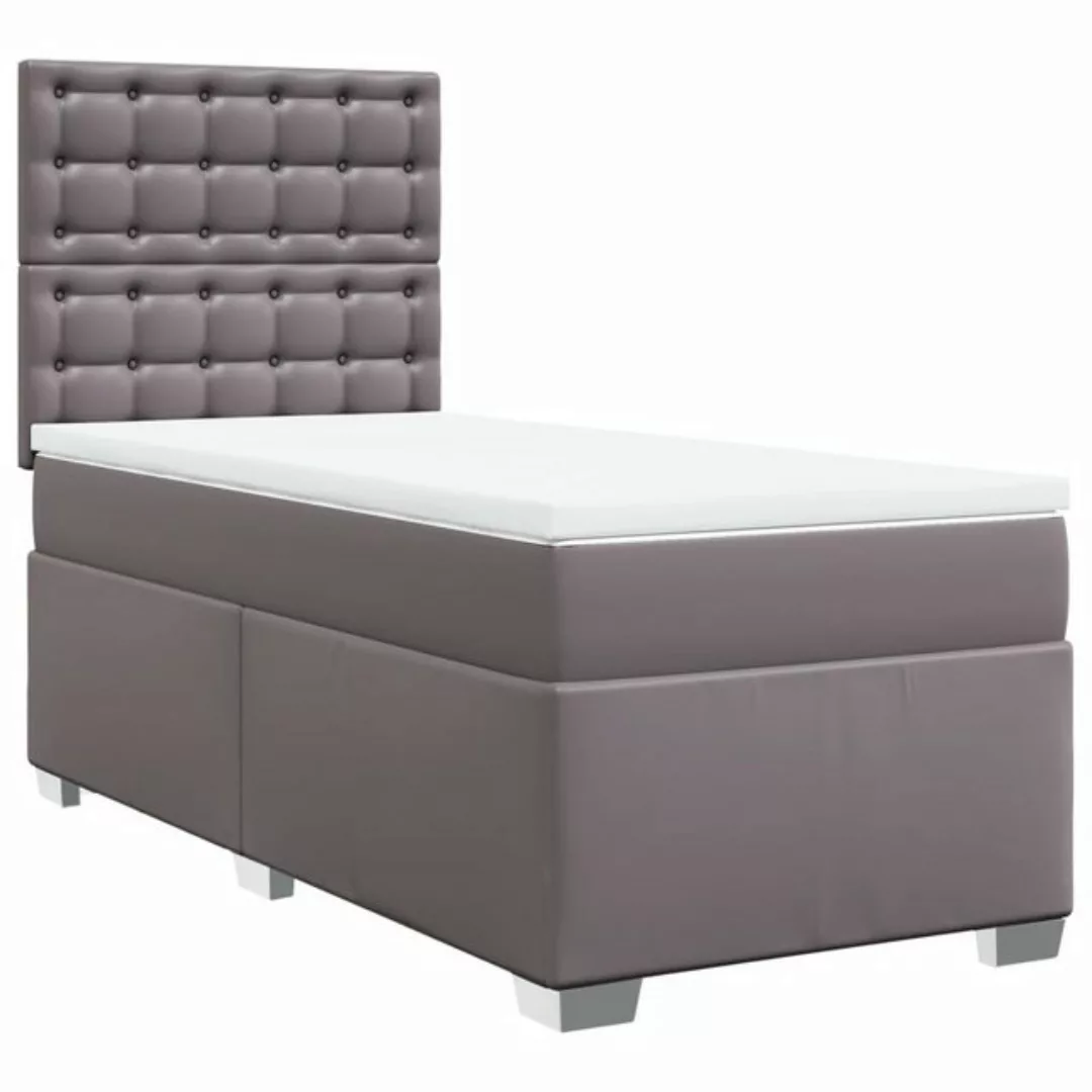 vidaXL Bett Boxspringbett mit Matratze Grau 100x200 cm Kunstleder günstig online kaufen