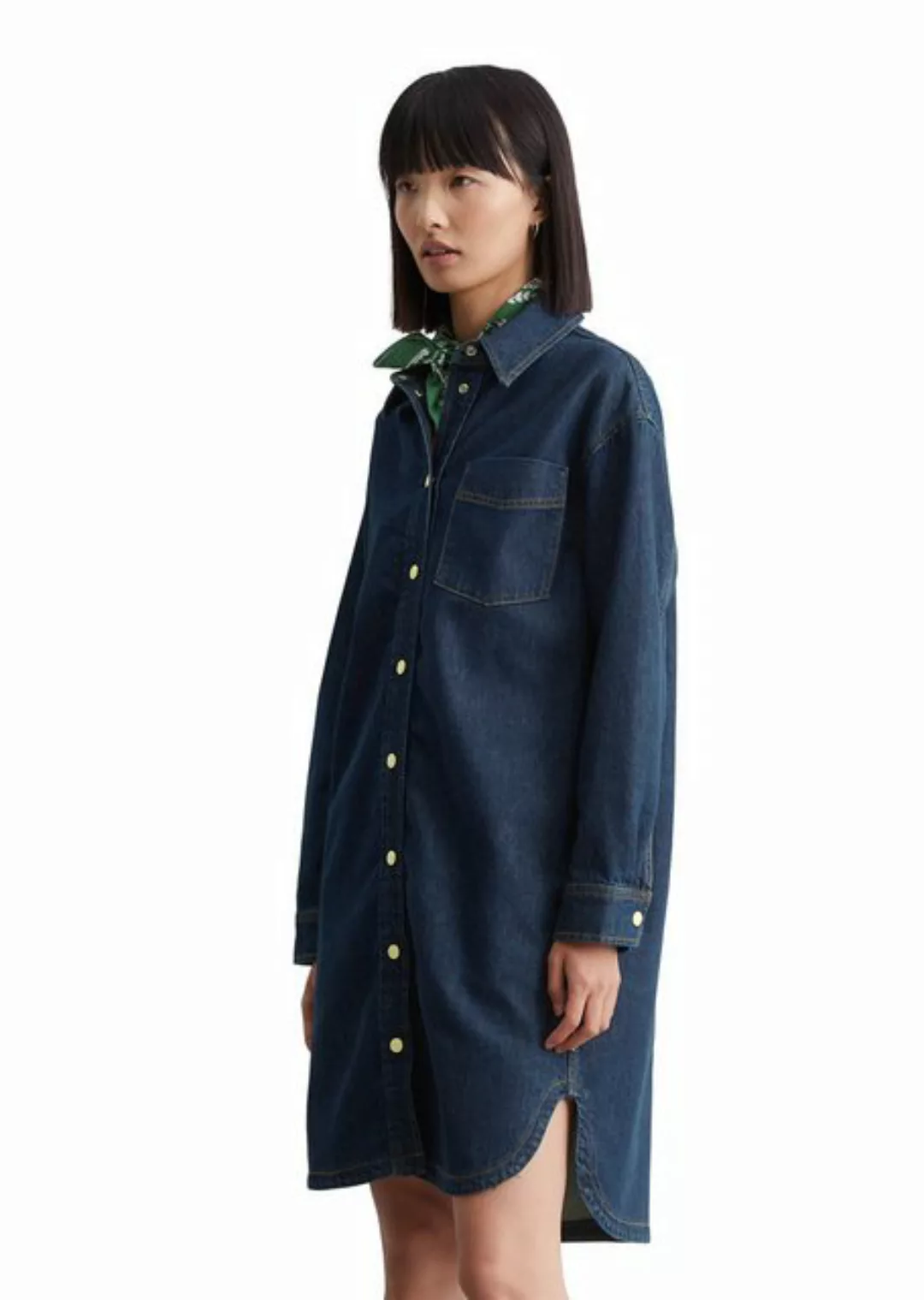 Marc O'Polo DENIM Hemdblusenkleid aus dunkelblauem Rigid Denim günstig online kaufen