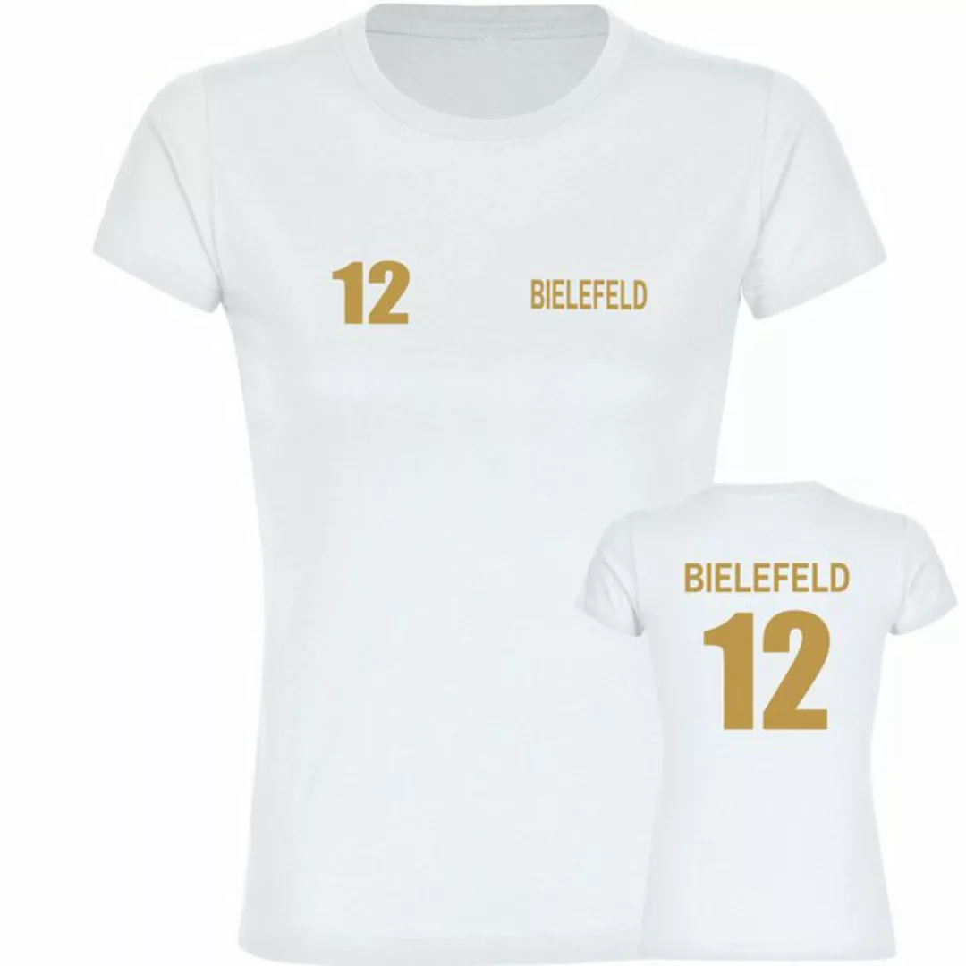 multifanshop T-Shirt Damen Bielefeld - Trikot Nummer 12 gold - Frauen günstig online kaufen