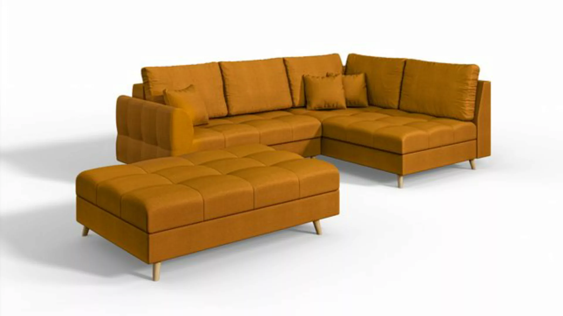 S-Style Möbel Ecksofa Cuba mit Holzfüßen im skandinavischen Stil, Ottomane günstig online kaufen