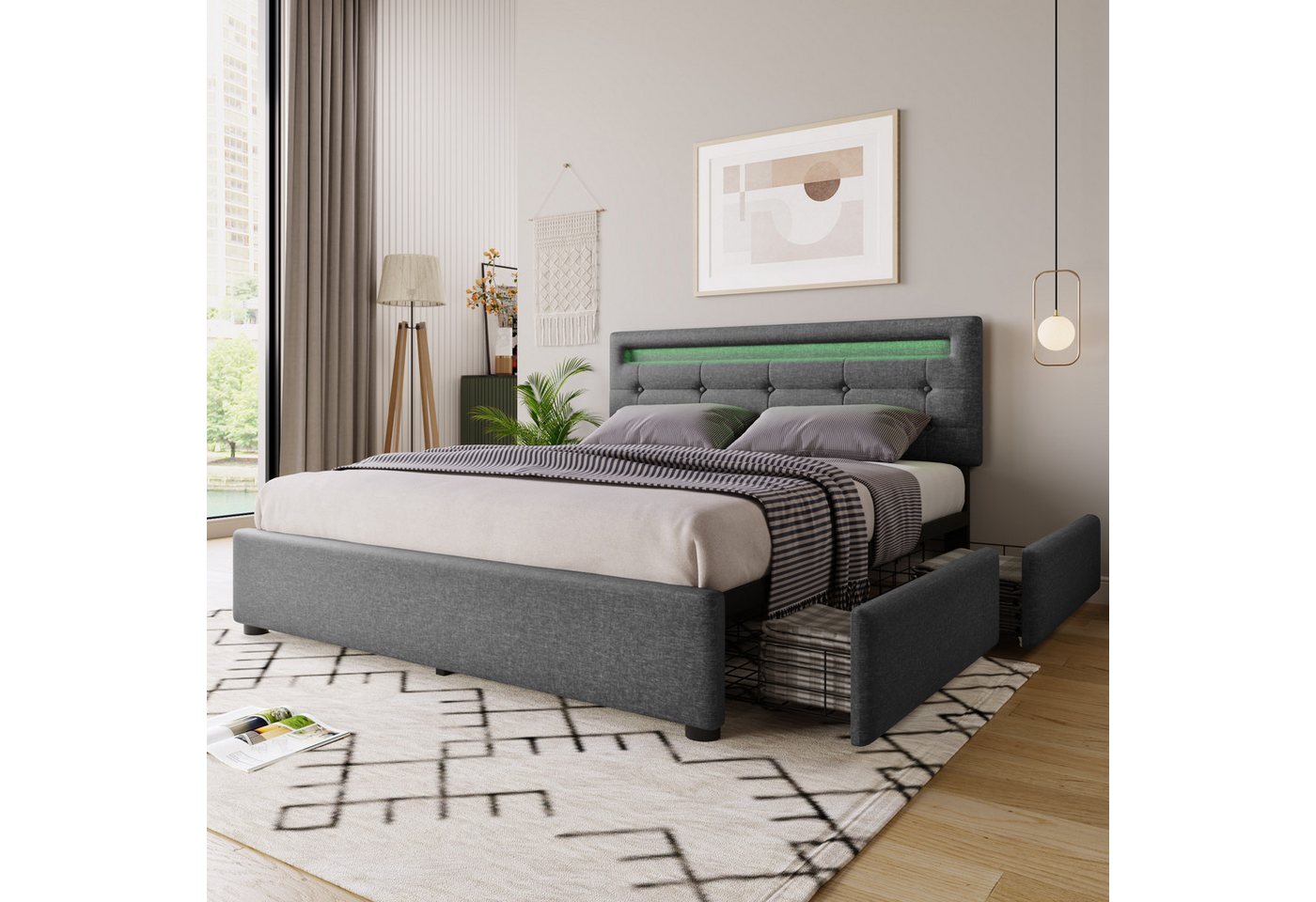 MODFU Polsterbett Polsterbett Einzelbett Doppelbett Bett Funktionsbett mit günstig online kaufen