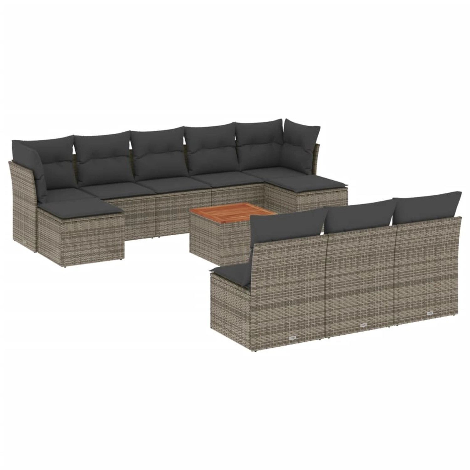 vidaXL 11-tlg Garten-Sofagarnitur mit Kissen Grau Poly Rattan Modell 59 günstig online kaufen