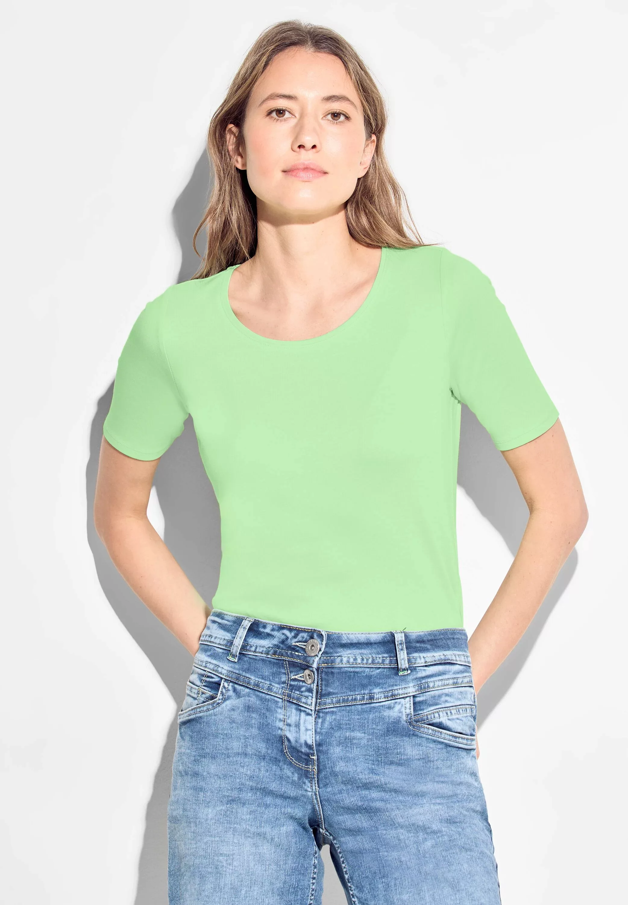 Cecil T-Shirt Cecil T-Shirt einfarbig in Aubergine Red (1-tlg) Nicht Vorhan günstig online kaufen