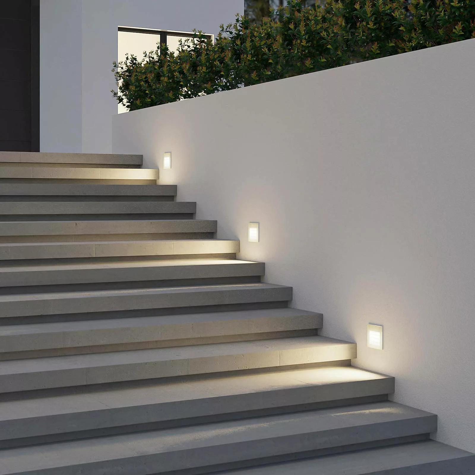 Arcchio LED-Wandeinbaulampe Zamo, Raster, weiß, Metall, IP65 günstig online kaufen