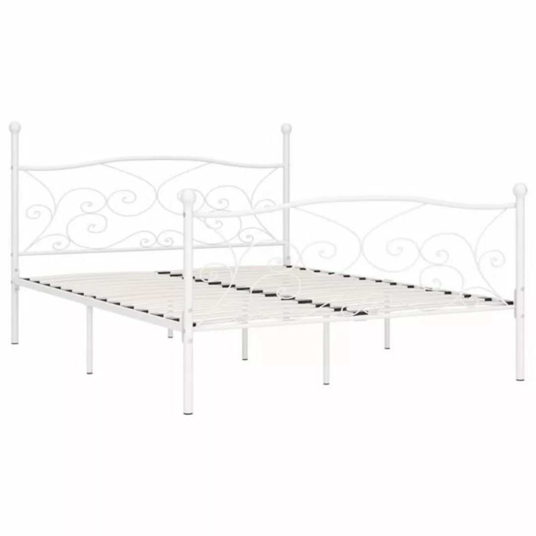 furnicato Bettgestell mit Lattenrost Weiß Metall 200 × 200 cm (1-tlg) günstig online kaufen