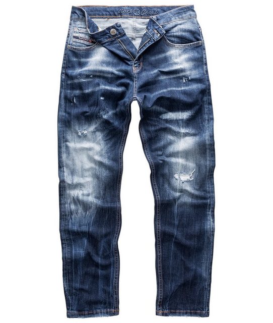 Rock Creek Regular-fit-Jeans Herren Jeans Stonewashed Dunkelblau RC-3104 günstig online kaufen