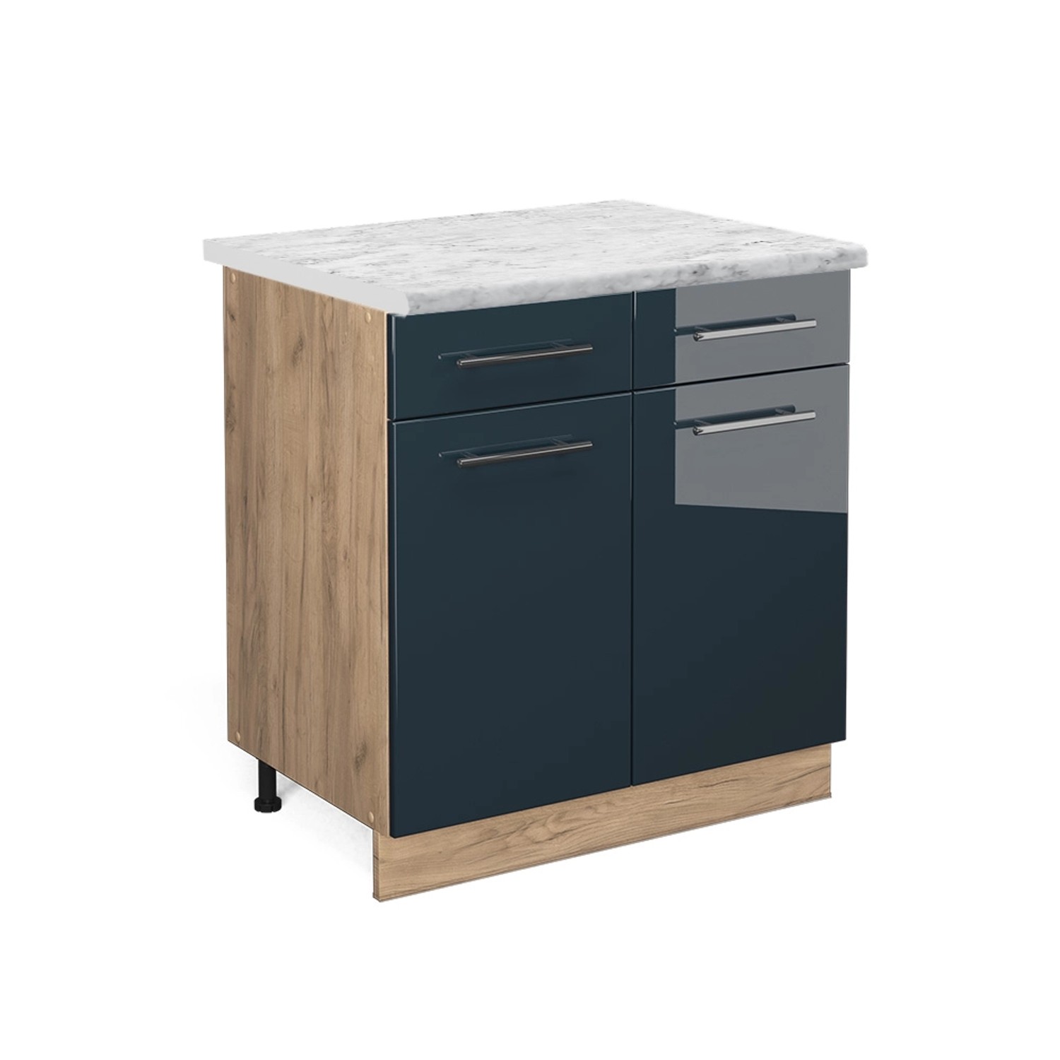 Vicco Unterschrank Fame-Line, Dunkelblau Hochglanz/Goldkraft Eiche, günstig online kaufen