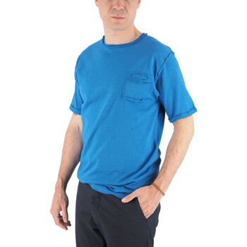Devid Label  T-Shirts & Poloshirts Knigsblaues T-Shirt mit Flammen-Tasche günstig online kaufen