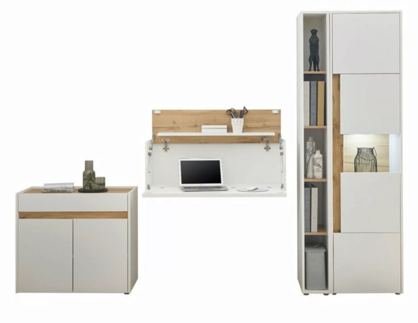 Furn.Design Mehrzweckschrank-Set Center, (Homeoffice Wohnwand in weiß mit W günstig online kaufen