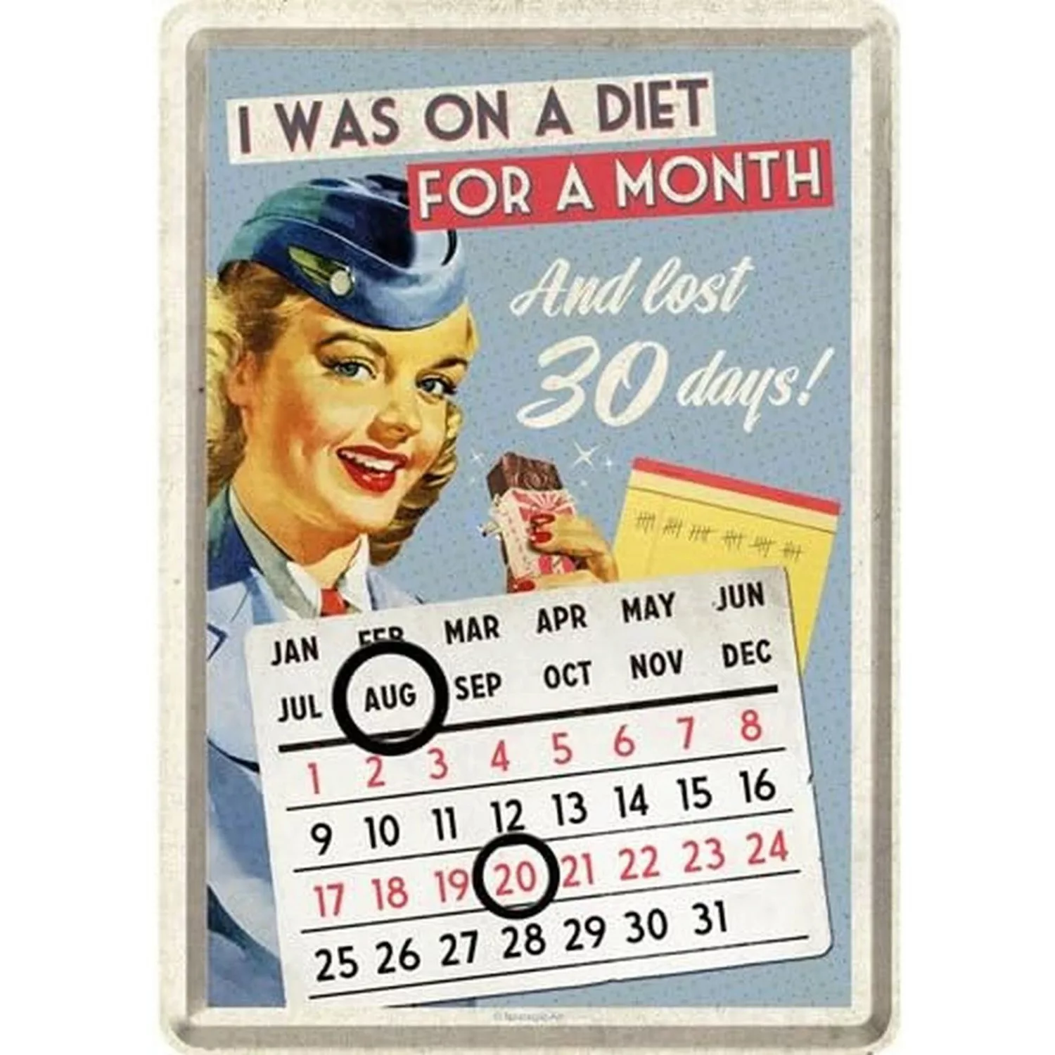 Nostalgic-Art Blechpostkarte/Tischkalender - I was on a Diet.. günstig online kaufen