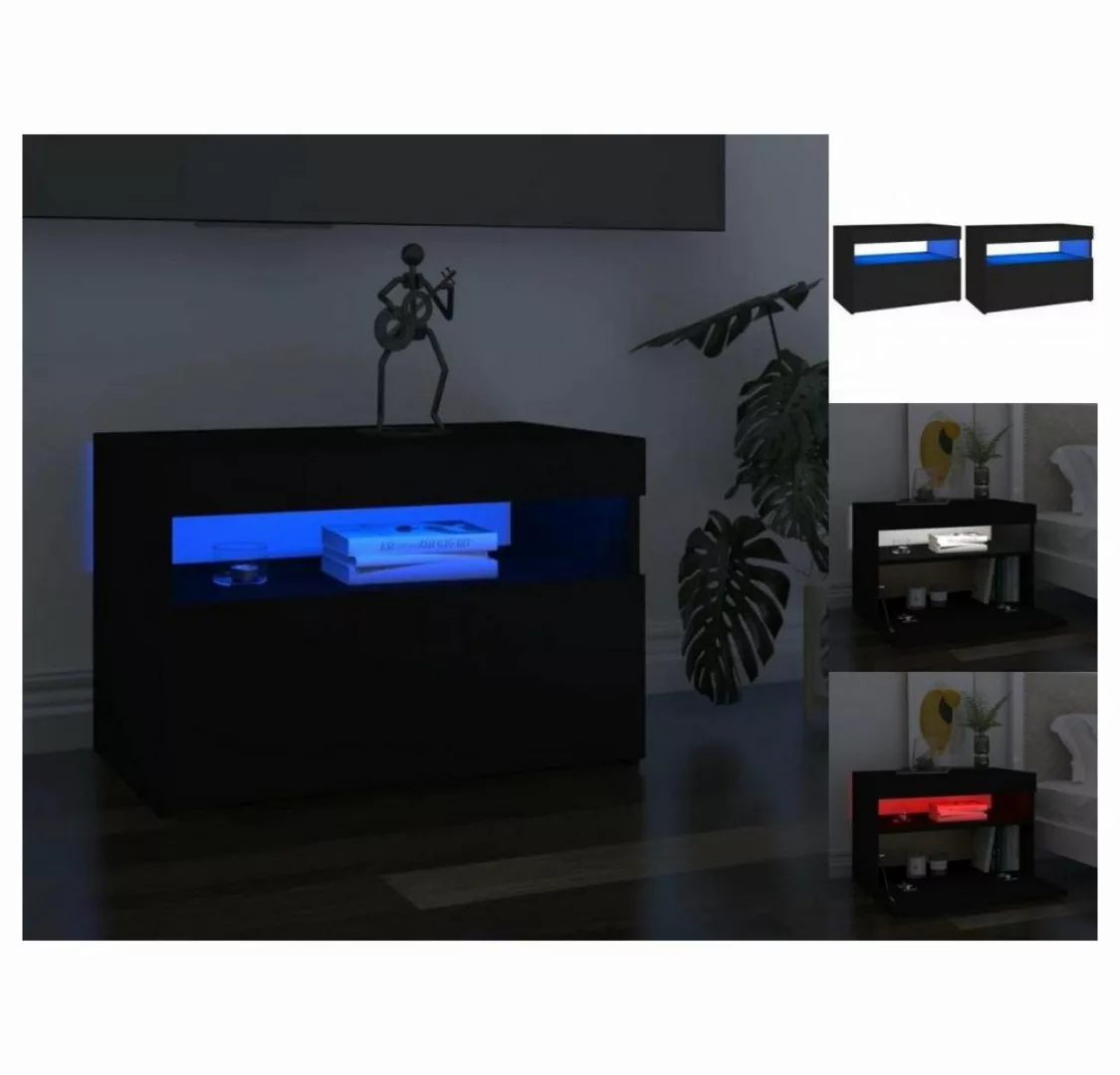 vidaXL TV-Schrank TV-Schränke LED-Leuchten 2 Stk Schwarz 60x35x40cm Lowboar günstig online kaufen