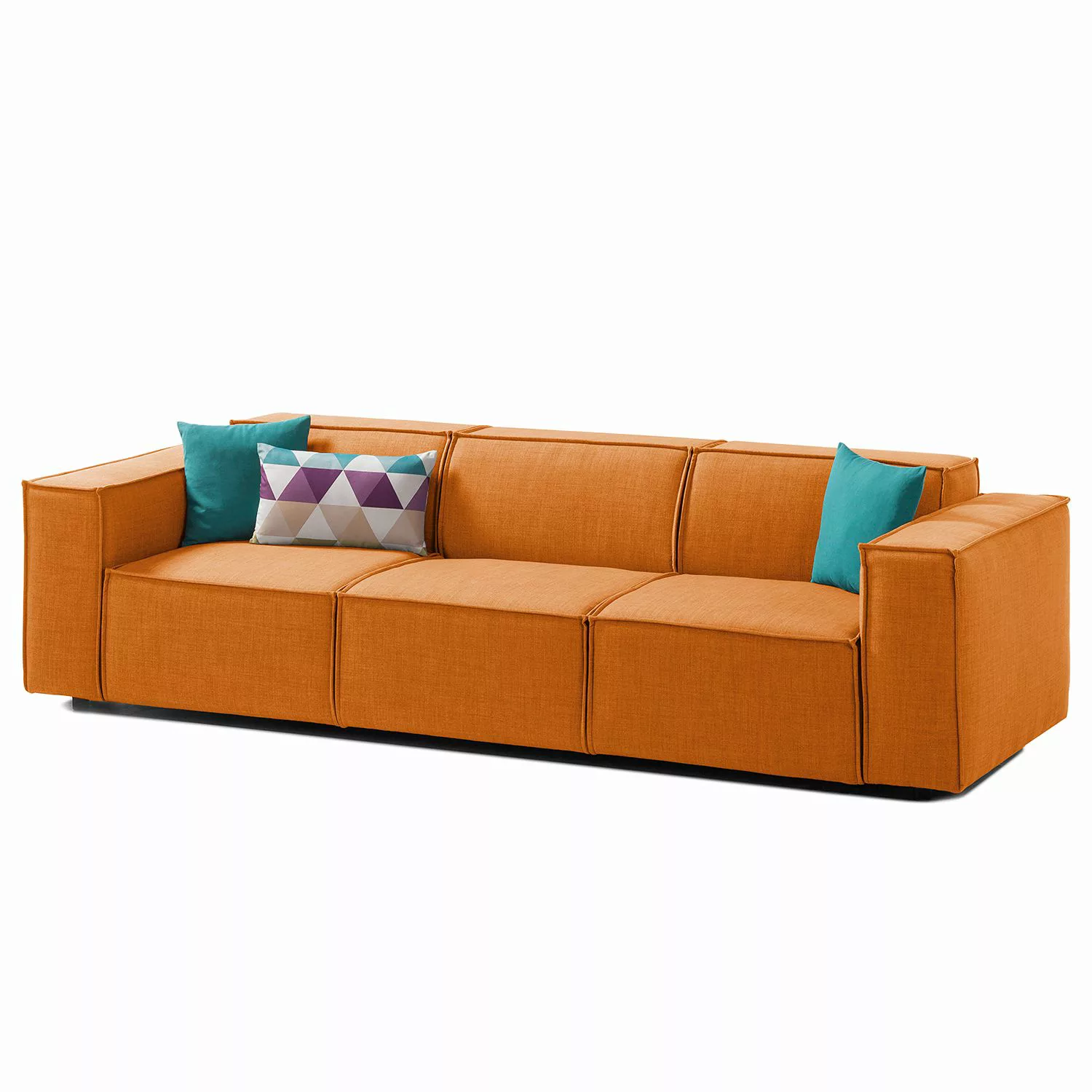 home24 Sofa Kinx 3-Sitzer Rostbraun Webstoff 260x72x96 cm (BxHxT) Modern günstig online kaufen