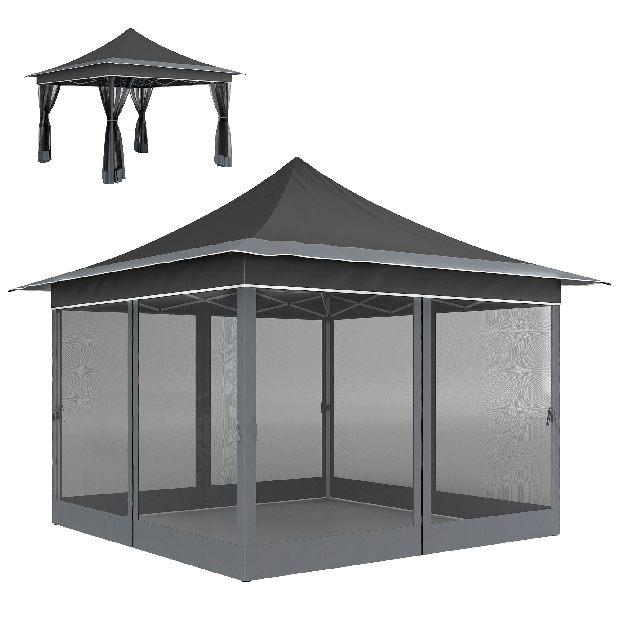 Outsunny Pop-Up-Gartenpavillon 3,6x3,6 m Höhenverstellbar in 3 Stufen mit M günstig online kaufen