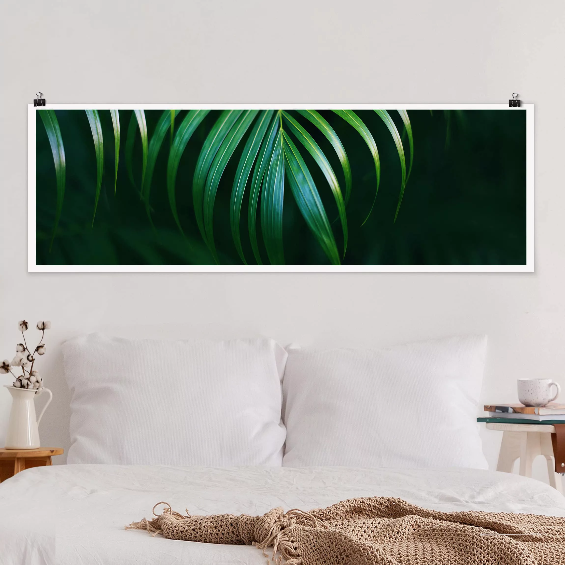 Panorama Poster Blumen Palmenwedel günstig online kaufen