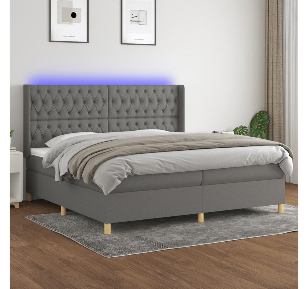 vidaXL Boxspringbett Boxspringbett mit Matratze LED Dunkelgrau 200x200 cm S günstig online kaufen