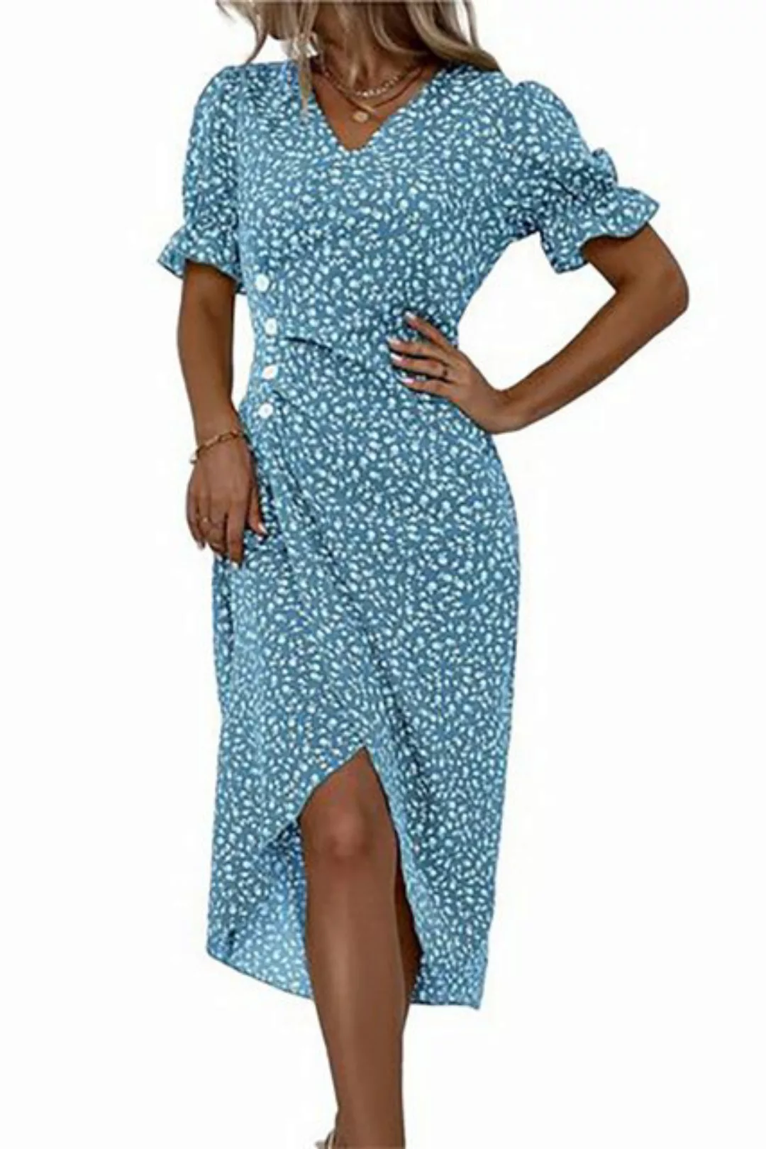 BlauWave Sommerkleid Damen V-Ausschnitt Sommerkleid trendige Slim Fit Stran günstig online kaufen