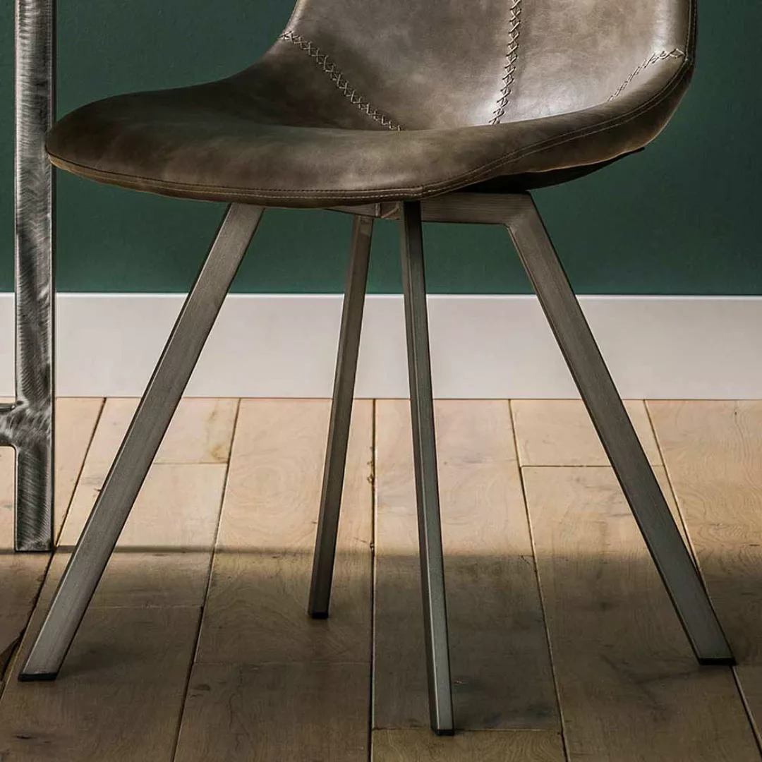 Esstisch Stühle in Taupe Kunstleder modern (4er Set) günstig online kaufen