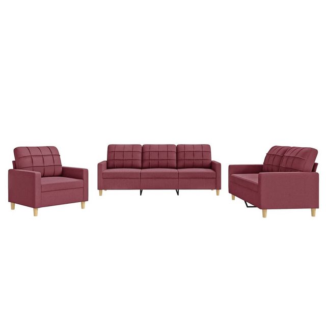 vidaXL Sofa Sofagarnitur mit Kissen Stoff, Standard, Rot günstig online kaufen