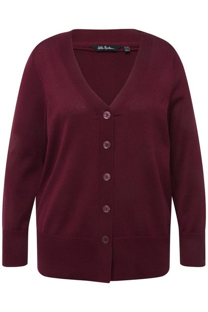 Ulla Popken Strickjacke Strickjacke V-Ausschnitt Knopfleiste Feinstrick günstig online kaufen