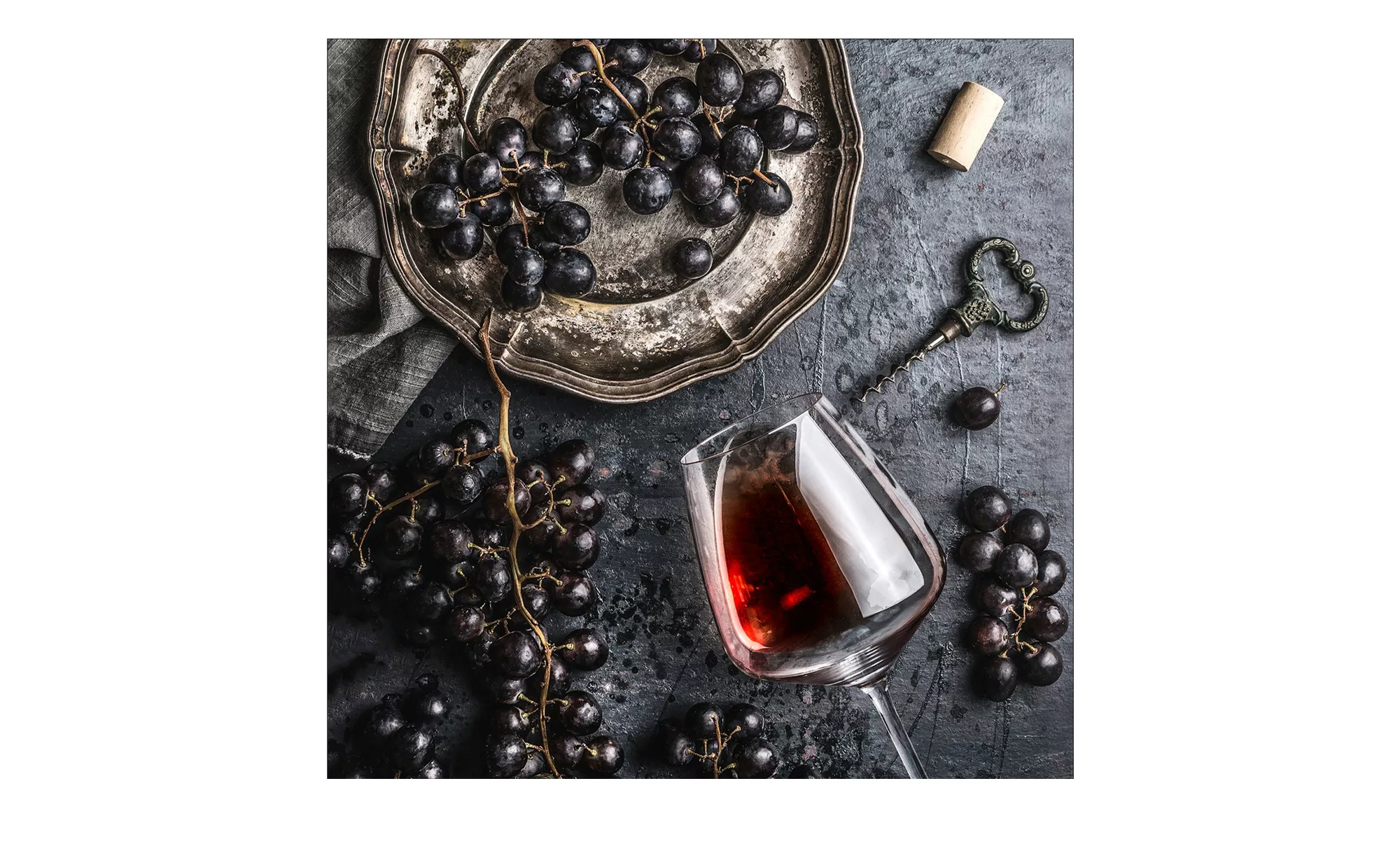Glasbild 30x30 cm  Wein und Trauben - 30 cm - 30 cm - Sconto günstig online kaufen