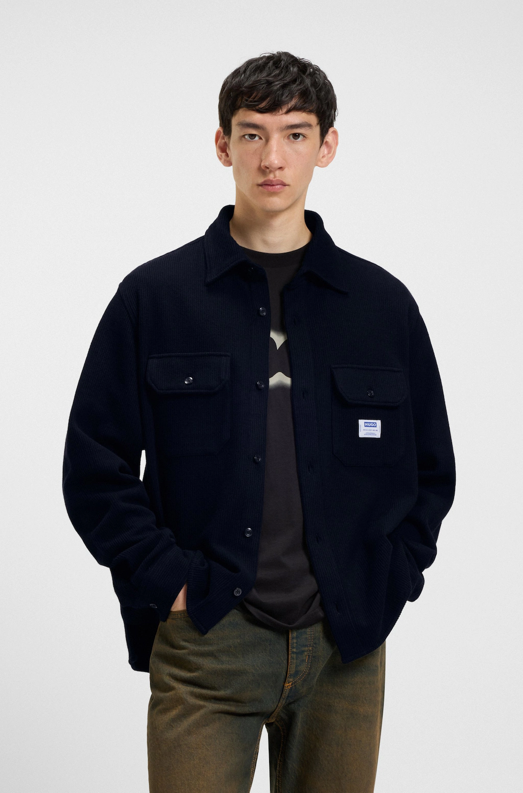 HUGO Blue Langarmhemd "Ekynone", Oversize Fit günstig online kaufen