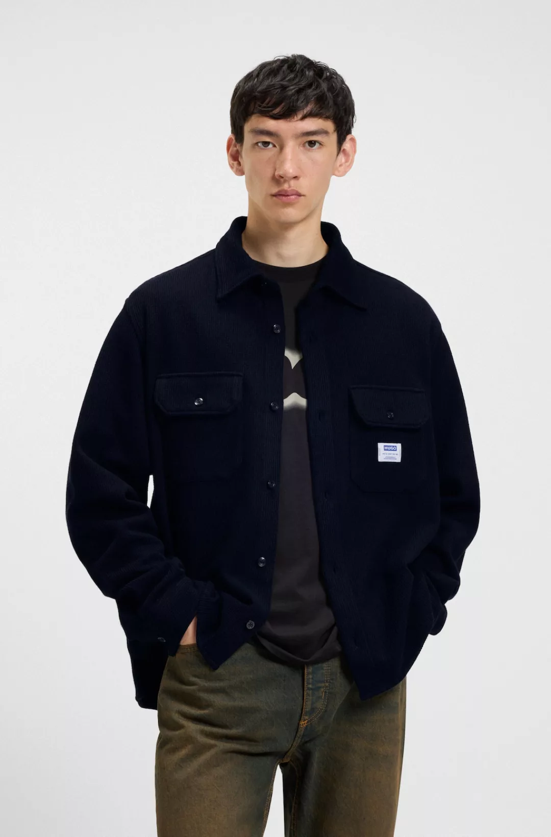 HUGO Blue Langarmhemd "Ekynone", Oversize Fit günstig online kaufen