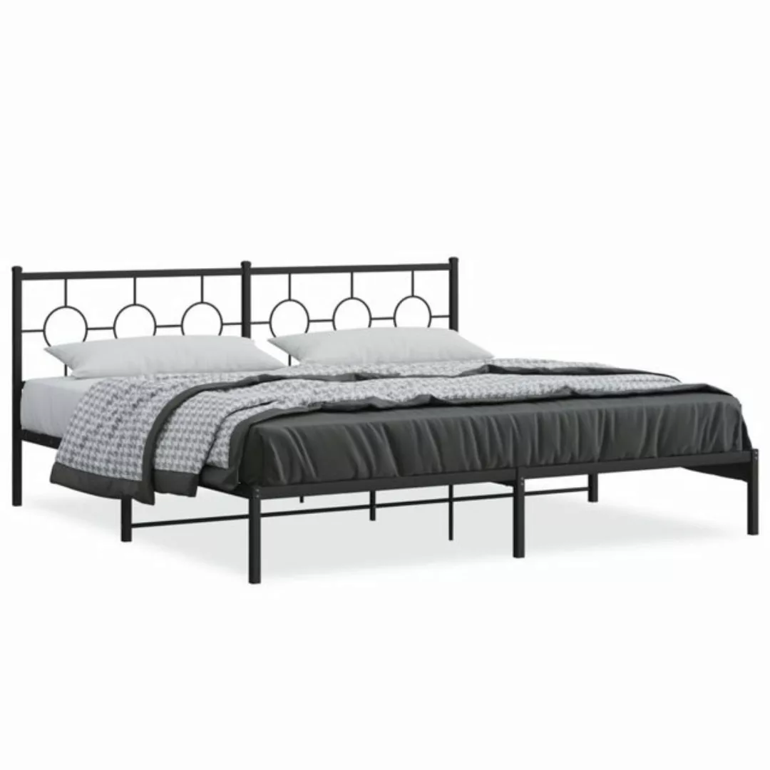 vidaXL Bettgestell, Bettrahmen mit Kopfteil Metall Schwarz 193x203 cm günstig online kaufen