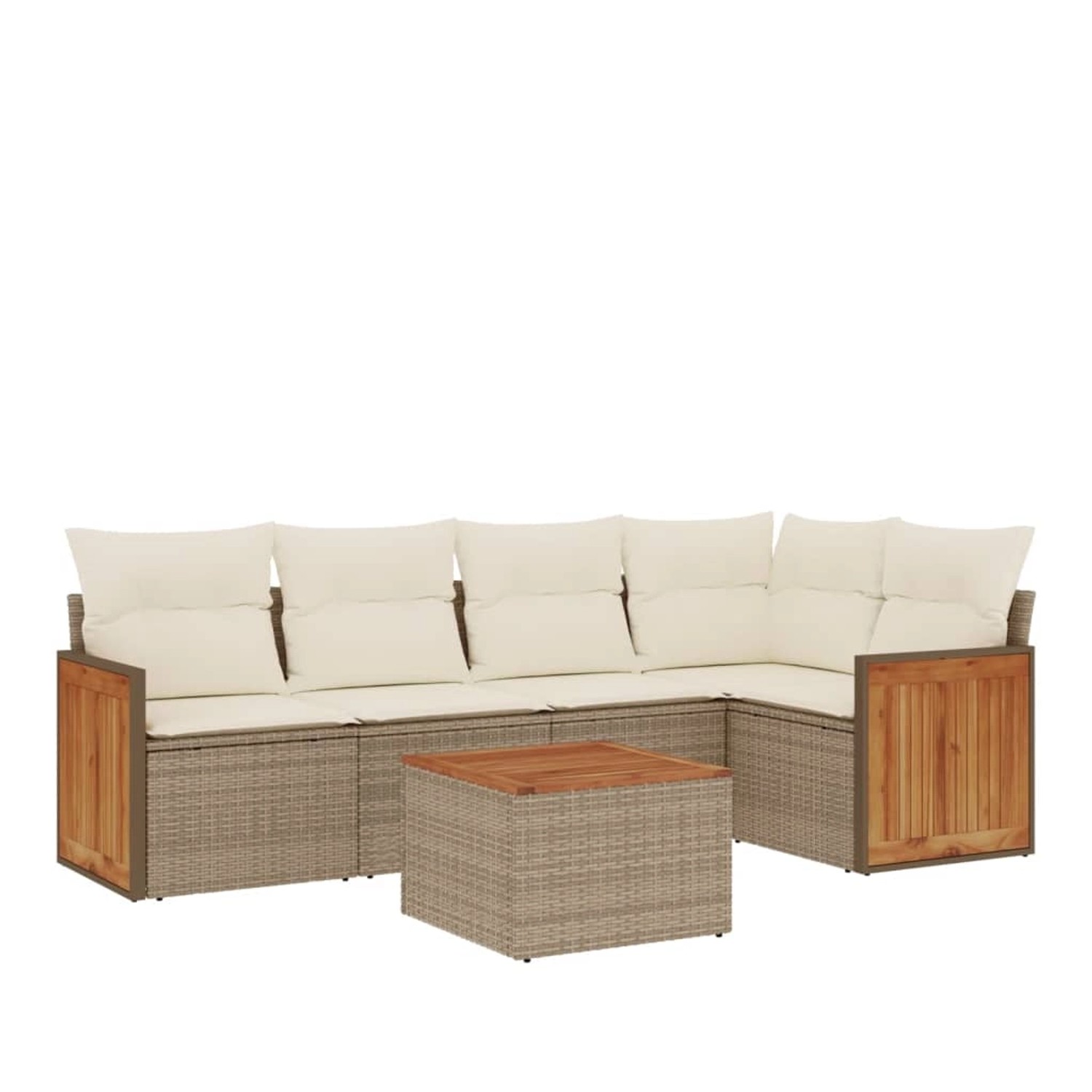 vidaXL 6-Tlg Garten-Sofagarnitur mit Kissen Beige Poly Rattan 3227633 günstig online kaufen