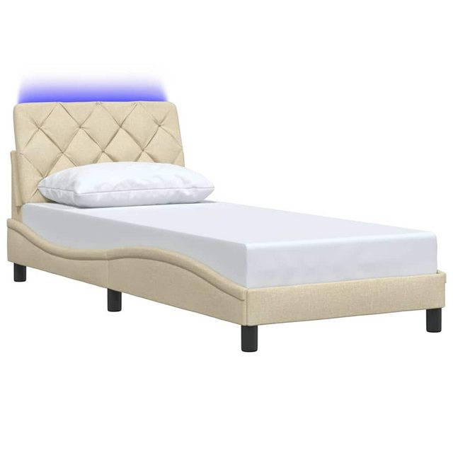 vidaXL Bett Bettgestell mit LED ohne Matratze Creme 80x200 cm Stoff günstig online kaufen