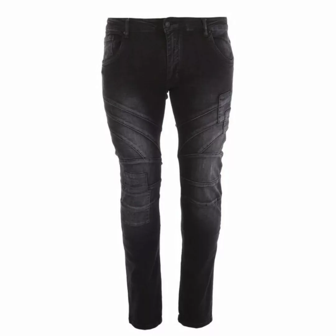 Ital-Design Stretch-Jeans Herren Freizeit Used-Look Stretch Jeans in Schwar günstig online kaufen