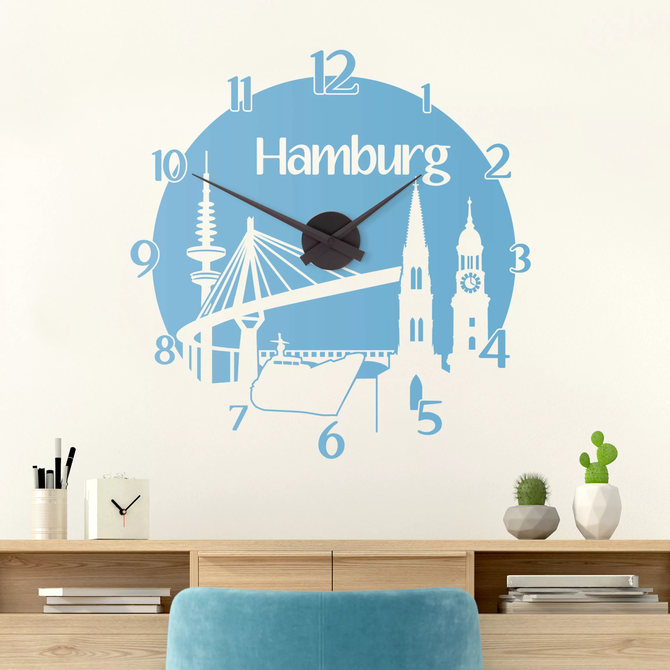 Wandtattoo-Uhr Hamburg Uhr günstig online kaufen