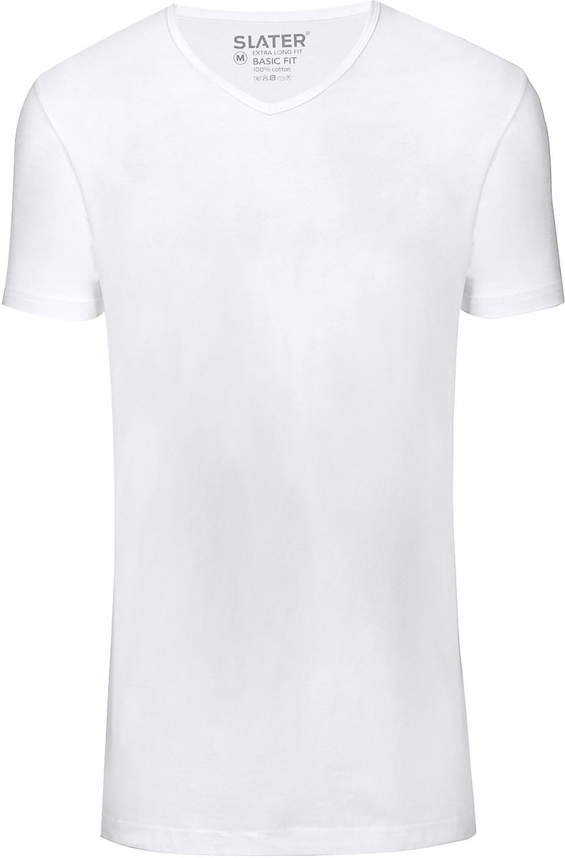 Slater 2er-Pack T-shirt Basic Extra Lang V-Ausschnitt Weiß - Größe XXL günstig online kaufen