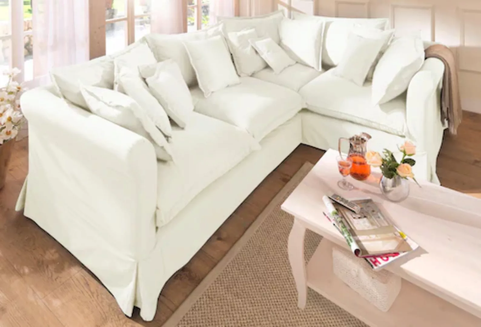 Home affaire Ecksofa »Luise L-Form«, mit vielen losen Kissen und abnehmbare günstig online kaufen