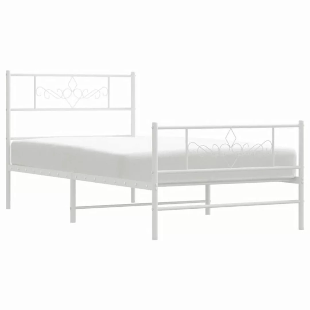 vidaXL Bett Bettgestell mit Kopf- und Fußteil Metall Weiß 80x200 cm günstig online kaufen