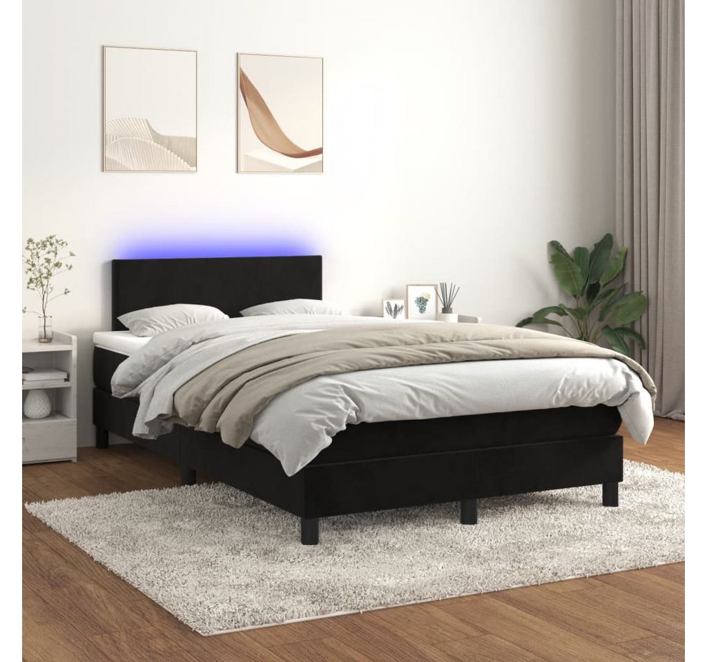 vidaXL Boxspringbett Boxspringbett mit Matratze LED Schwarz 120x200 cm Samt günstig online kaufen